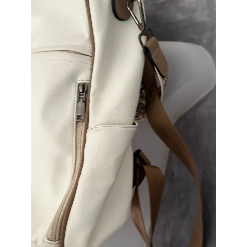 Fadeon Backpack Purse White Large Leather Laptop Bag Travel Carry On Outdoors